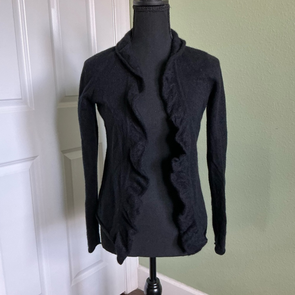 ANTONIO MELANI Black Ruffled Cardigan